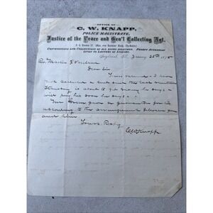 1875 Police Magistrate letter Saybrook, IL. Great condition!